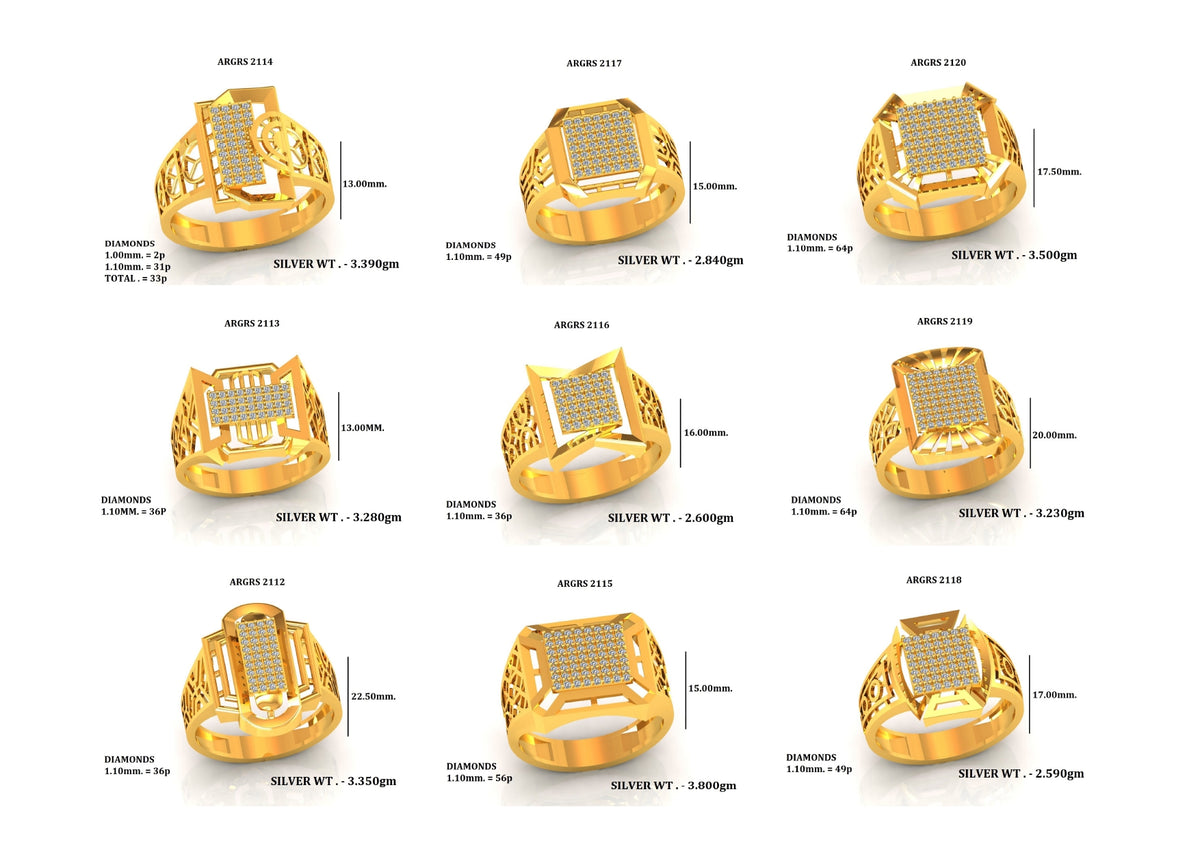 30 Gent's Stone Rings STL Files