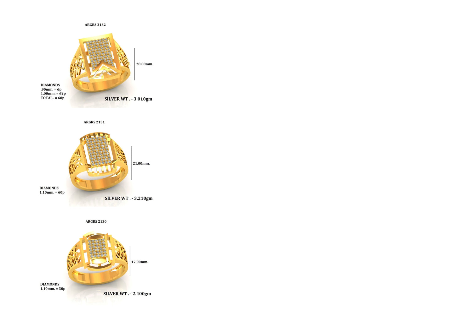30 Gent's Stone Rings STL Files